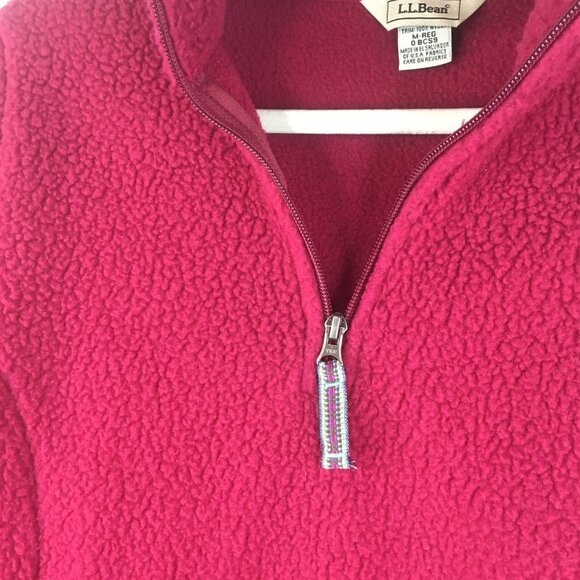 L L Bean Fuzzy 1/4 Zip Pullover Pink Sweater Size M - Picture 4 of 9
